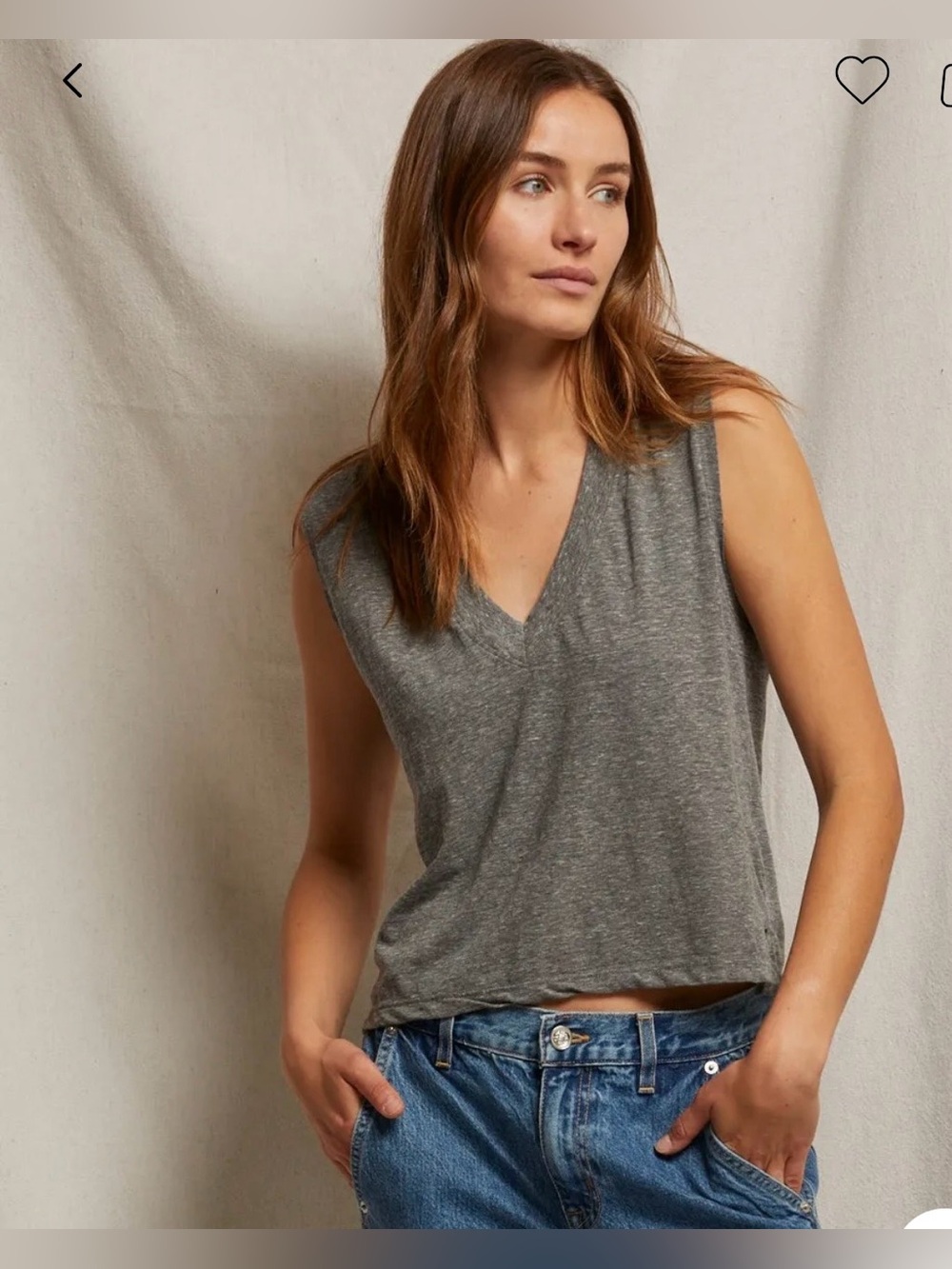 Perfectwhitetee Margot Sleeveless Tank in Heather Gray - Picture 2 of 7